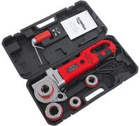 Machine de taraudage portable, kit de taraudeuse électrique pour tubes avec mallette de rangement et 6 matrices, 1-1/4", 1", 3/4", 1/2", 2000W 230V, pour tubes de 0,82 à 1,65 pouces, rouge (prise EU)