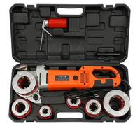 Machine électrique à fileter les tubes - 2300 W - 26 tr/min - 6 têtes de filetage de 1,27 à 5,08 cm - Prise européenne - Orange