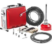Machine électrique de débouchage de canalisations VEVOR, 390 W, 1400 tr/min, déboucheur, câbles à ressort 12 m x 16 mm et 8 m x 9,5 mm, ressort flexible 4,5 m x 16 mm, 6 couteaux, pour tuyaux de 50 à