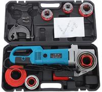Machine électrique de taraudage de 2300W. Enrouleur de filetage portable pour tubes, avec 6 jeux de matrices : 2'', 1-1/2'', 1-1/4'', 1'', 3/4'', 1/2''. Enrouleur de filetage pour tubes avec mallette