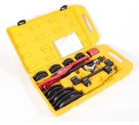 Machine manuelle de pliage de tubes - Kit de pliage de tubes - 0–90° - 7 formes de pliage - 6–22 mm - Pour cuivre, aluminium, acier - Coffret d'outils - Jaune et noir