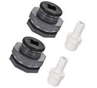 MACHSWON Lot de 2 adaptateurs de réservoir de cloison en PVC G1/2 avec bouchon et raccord de tuyau barbelé OD de 16 mm pour barils de pluie, réservoirs d'eau, bassins