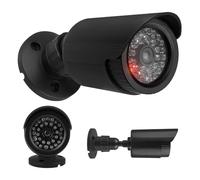 Maclean Caméra factice IR1800 LED Clignotante IP44 | Extérieur et intérieur Support réglable Autocollants d'avertissement Protection préventive Efficace (1, Noir)