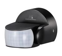 Maclean Détecteur de Mouvement PIR, Infrarouge, IP65, Noir, portée 12m, Charge Max. 600/1200W, MCE468 B