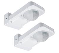 Lot de 2 détecteurs de mouvement PIR Maclean MCE243 360° extérieur IP65 capteur infrarouge LED haute sensibilité 2000W réglage temporisation et luminosité portée 20m avec kit de montage (Blanc)