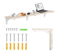 Maclean étagère Murale Pliante capacité de Charge 50 kg Table Pliante avec Serrure de sécurité Bouton de Pliage Inclus Niveau pour Cuisine Salle de Bain (Bois Clair, 100x20 cm)