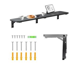 Maclean étagère Murale Pliante capacité de Charge 50 kg Table Pliante avec Serrure de sécurité Bouton de Pliage Inclus Niveau pour Cuisine Salle de Bain (Noir, 100x20 cm)