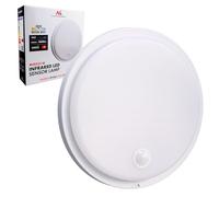 Maclean Lampe LED MCE525 avec détecteur de Mouvement | PIR 10 W IP65 Neutre 4000 K 1000 LM Plafonnier pour l'extérieur et l'intérieur avec Fonctionnement continu Blanc)