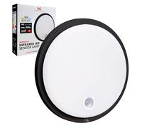 Maclean Lampe LED MCE525 avec détecteur de mouvement | PIR 10 W IP65 Neutre 4000 K 1000 lm Plafonnier pour l'extérieur et l'intérieur avec fonctionnement continu Noir)