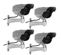Maclean Lot de 4 caméras de surveillance factice solaires réalistes avec LED clignotante - Modèle de caméra de vidéosurveillance factice résistant aux intempéries pour l'intérieur et l'extérieur