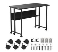 Maclean Bureau pliable MC-126 B – Plateau 100 × 58 cm, étagère, roulettes, Capacité 50 kg, Noir