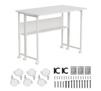 Maclean MC-126 W Bureau Mobile Pliable avec étagère et Structure en Acier Charge maximale 50 kg Blanc 100 x 58 cm
