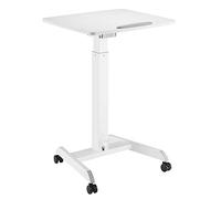 Maclean MC-892 Table pour Ordinateur Portable à roulettes avec Ressort à gaz réglable en Hauteur Max. 113 cm Inclinable à 30° Charge Max. 8 kg, Couleur : Blanc