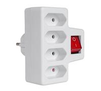 Maclean MCE217 Prise de courant de type quadruple avec commutateur 4x2,5A, prise universelle (MCE217)