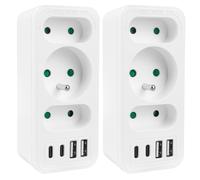 Maclean MCE248 F/W Multiprise 3 prises + 4 USB (2x USB-C PD20W) Lot de 2