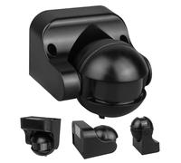 Maclean MCE358 PIR Capteur de Mouvement Noir IP44 | Détection de 180° jusqu'à 12 m | Temps et lux réglables | Convient aux LED | pour l'intérieur et l'extérieur