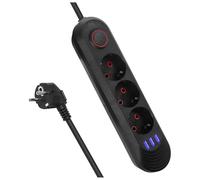 Bloc multiprise - Maclean - MCE394 B - 3 prises F 45° - 3x USB 2,1A - Câble 1,5 m