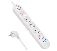 Bloc multiprise - MACLEAN - MCE395 B - 5 prises - 3 ports USB - 2500W blanc