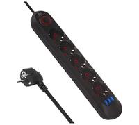 Bloc multiprise - MACLEAN - MCE395 B - 5 prises - 3 ports USB - 1,5m - Noir