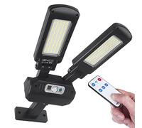 Maclean MCE447 Lampadaire solaire avec détecteur de mouvement et de crépuscule IP54 5W 2x 450 lumens 6500K Deux sources lumineuses Télécommande Lampe solaire murale extérieure