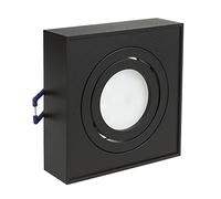 Maclean MCE464 B Plafonnier spot pour sources lumineuses MR16/GU10 noir 94x94x32 mm carré aluminium