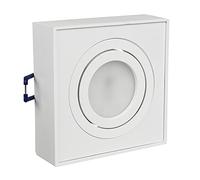 Maclean MCE464 W Plafonnier spot pour sources lumineuses MR16/GU10 blanc 94x94x32 mm carré alu