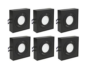 Maclean MCE464B 6x spots encastrables LED plafonnier encastré 7W 560 lumens 3000K blanc chaud cadre de montage GU10 IP20 (lot de 6 angulaires, noir