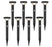 8x Maclean Lampe solaire à LED avec capteur 3 modes enfichable Li-ion 18650 IP44 3,7V 1200 mAh Noir MCE465 B