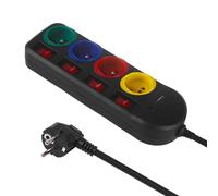 Maclean MCE508 Multiprise rallonge 4 Prises + USB A/C avec interrupteurs 250VAC/10 A 1.5 m (MCE508 B Noir)
