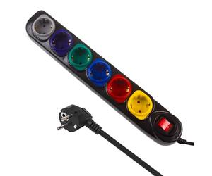 Maclean MCE509 Barrette d'alimentation rallonge 6 Prises avec Interrupteur 250VAC/10A 1.5m (Noir)