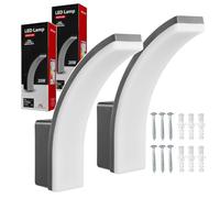 Maclean MCE511 GR Lampe d'extérieur LED Lot de 2 20 W 2750 lm IP65 Étanche 4000 K Blanc neutre Applique murale pour jardin, allée, terrasse, façade, entrée Éclairage extérieur économe en énergie Gris
