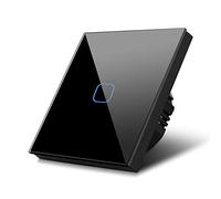 Interrupteur d'éclairage tactile LED - Maclean - Verre noir - 1000W - 86x86 mm - Intérieur