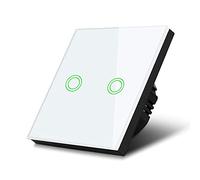 Maclean MCE711W 2-Fach Touch Wechselschalter Lichtschalter Kreuzschalter Wandschalter Treppenschalter mit Farbwechsel LED Hintergrundbeleuchtung Einbauschalter (2-Fach Rund, Weiß)