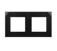 Maclean MCE729B 2-Fach Glasrahmen Panel 157x86mm für Steckdose Modulare Wandsteckdose Unterputzdose Wanddose Einbaudose Unterputz Montage (2-fach Glasrahmen für Steckdose, Schwarz)