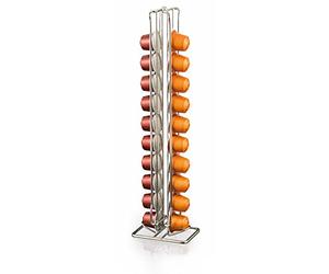 Macom Just Kitchen 601 Totem Coffee Capsules Nespresso Distributeur Porte-capsules pour machines à café, 20 capsules, acier chromé