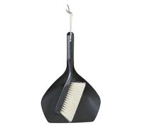 Macosa CA39060624 Kit de balayette en métal noir et bois Forme moderne Balayette et pelle Ensemble pelle et balayette à main