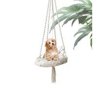Macrame Cat Hammock - Chat suspendu à la main | Balançoire suspendue | Lit | Meubles pour animaux de compagnie de style bohème adaptés pour chats d'intérieur et chatons qui se détendent et décoren