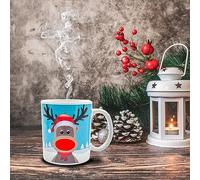 Mad Monkey Tasse renne avec changement de couleur - Tasse à café magique, Blanc, Bleu, Marron, Rouge