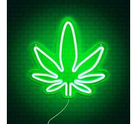 Mad Monkey Weed Neon Lampe murale LED au design feuille de Weed - Lampe décorative néon vert pour salon, fête et détente - Éclairage élégant de haute vie pour la maison