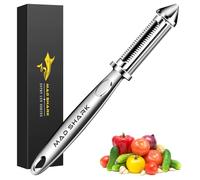 MAD SHARK Éplucheur Légumes Econome, Éplucheur Pomme de Terre et Pomme, 2 en 1 Lame Plate & Dentelée Inox 304, Manche Ergonomique Antidérapant, Pour Tous Fruits et Légumes (Lavage Lave-Vaisselle)