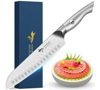MAD SHARK Santoku de Cuisine 20cm - Couteau Japonais Ultra Tranchant en Acier Allemand à Haute Teneur en Carbone, Manche Ergonomique - Idéal pour Couper, Émincer et Hacher - Cadeau pour Chefs