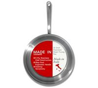 Made In Cookware - 30,5 cm Poêle à frire en acier inoxydable - Fabriquée en Italie - Revêtement en acier inoxydable 5 plis - Batterie de cuisine professionnelle - Compatible induction
