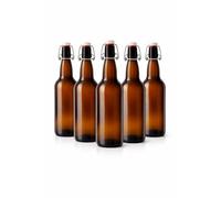 made in home Lot de 20 bouteilles en verre avec bouchon à étrier - 500 ml - Marron - Avec bouchon à étrier - À remplir soi-même