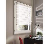 madecostore Double Store Enrouleur Jour Nuit Basic - Blanc - Fixation avec ou sans perçage - Chaînette Blanche 7911120160 l 125 x h 160 cm (Tissu = l 122 cm)
