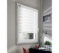 MADECOSTORE Store Enrouleur Jour Nuit chaînette coordonnée sans percer - Blanc - L46 x H190cm