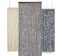 MadeInNature Rideau de Porte Chenille de qualité supérieure, Grand Choix de Couleur, Longueur et Largeur Ajustables, Protection de Vos espaces intérieurs, Anti-Insectes (Gris chiné, 120x220cm)