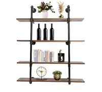 Madelynn Étagère murale tubulaire industrielle à 4 étages - 92 x 25 x 110 cm - Étagère murale pour salon, chambre à coucher, bureau, atelier