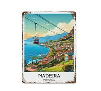 Madère Portugal Plaque en métal Voyage Affiche Art Impression Décoration Rétro Métal Peinture Garage Style 12x16 pouces (30x40 cm)