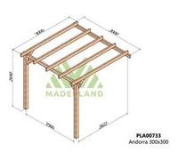 Pergola Accolée En Bois Lamellé-Collé Andorra 300 X 300 Cm Marron