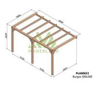 Pergola jardin adossé en bois : BURGOS : 500 x 300 cm